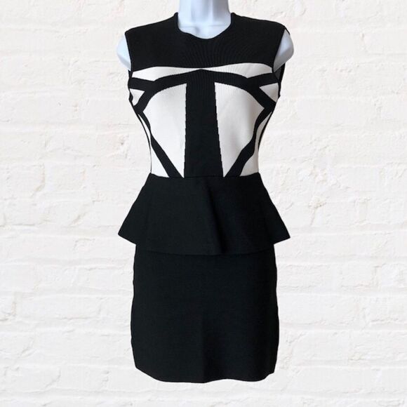BCBG MaxAzria Caprice Geometric Peplum Jacquard Dress - Picture 1 of 16